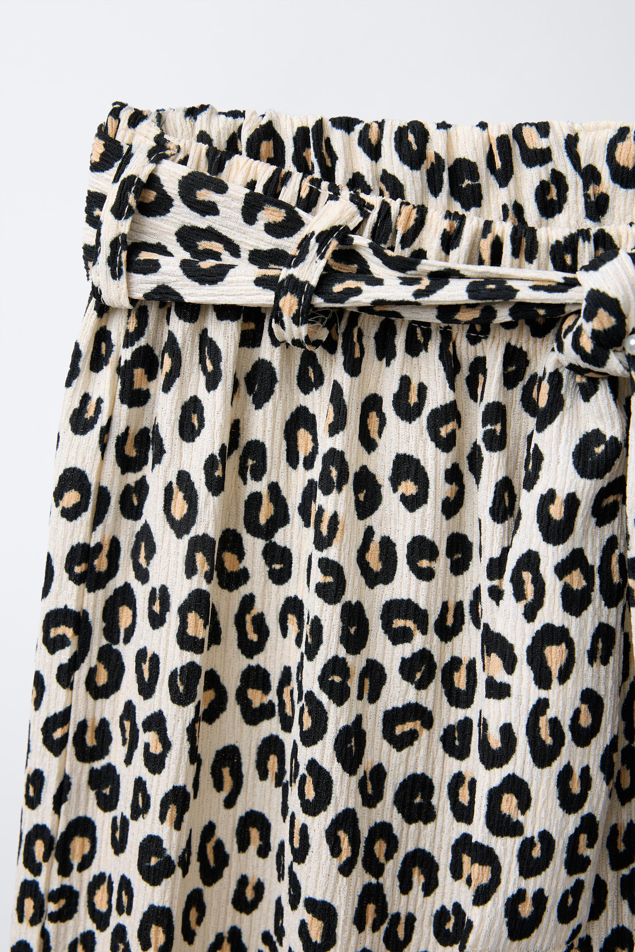 ANIMAL PRINT TEXTURED WIDE LEG PANTS